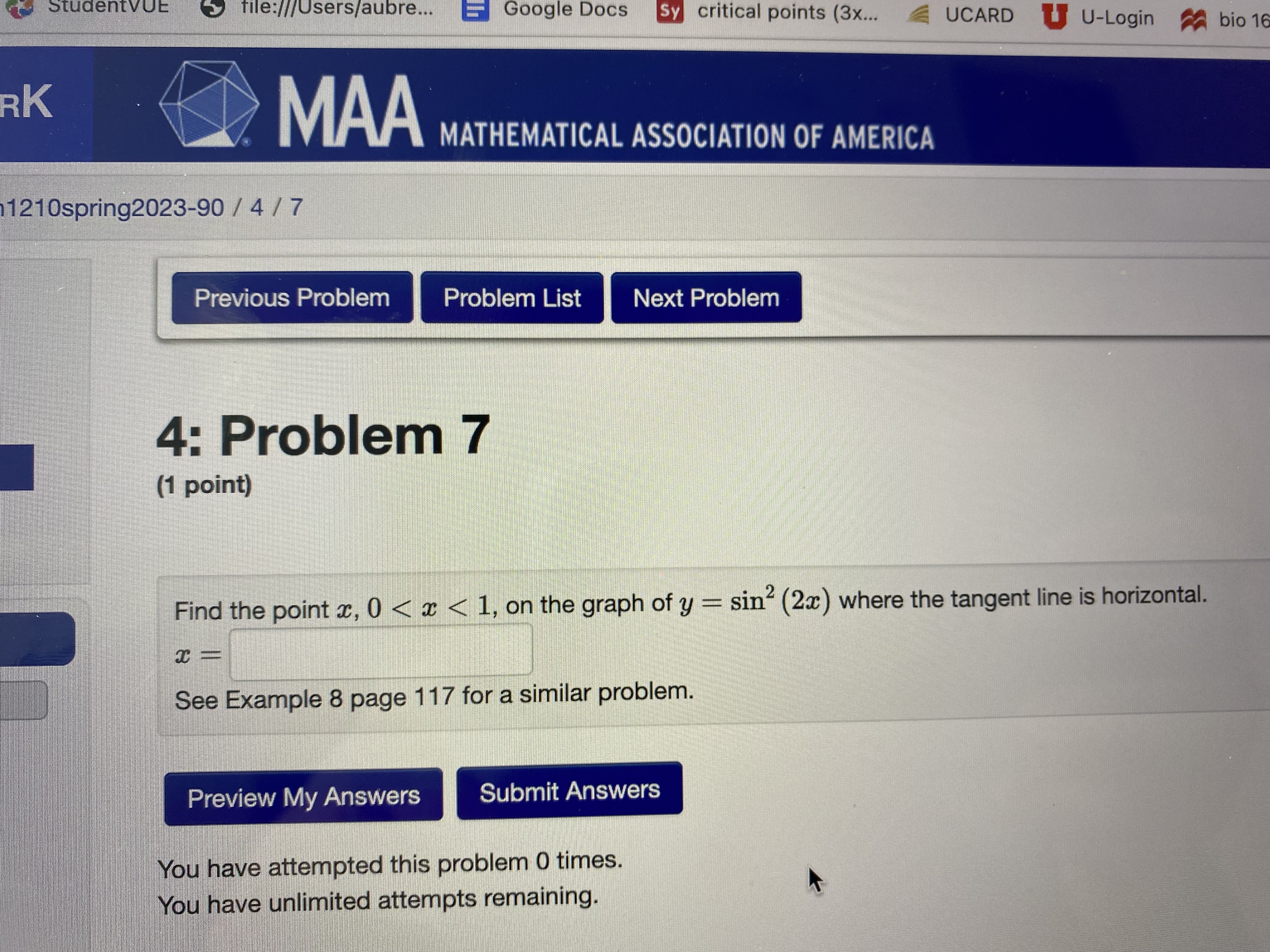 Problem 5 (1 point) PREVIEW ONLY -- ANSWERS NOT RECORDED S Results