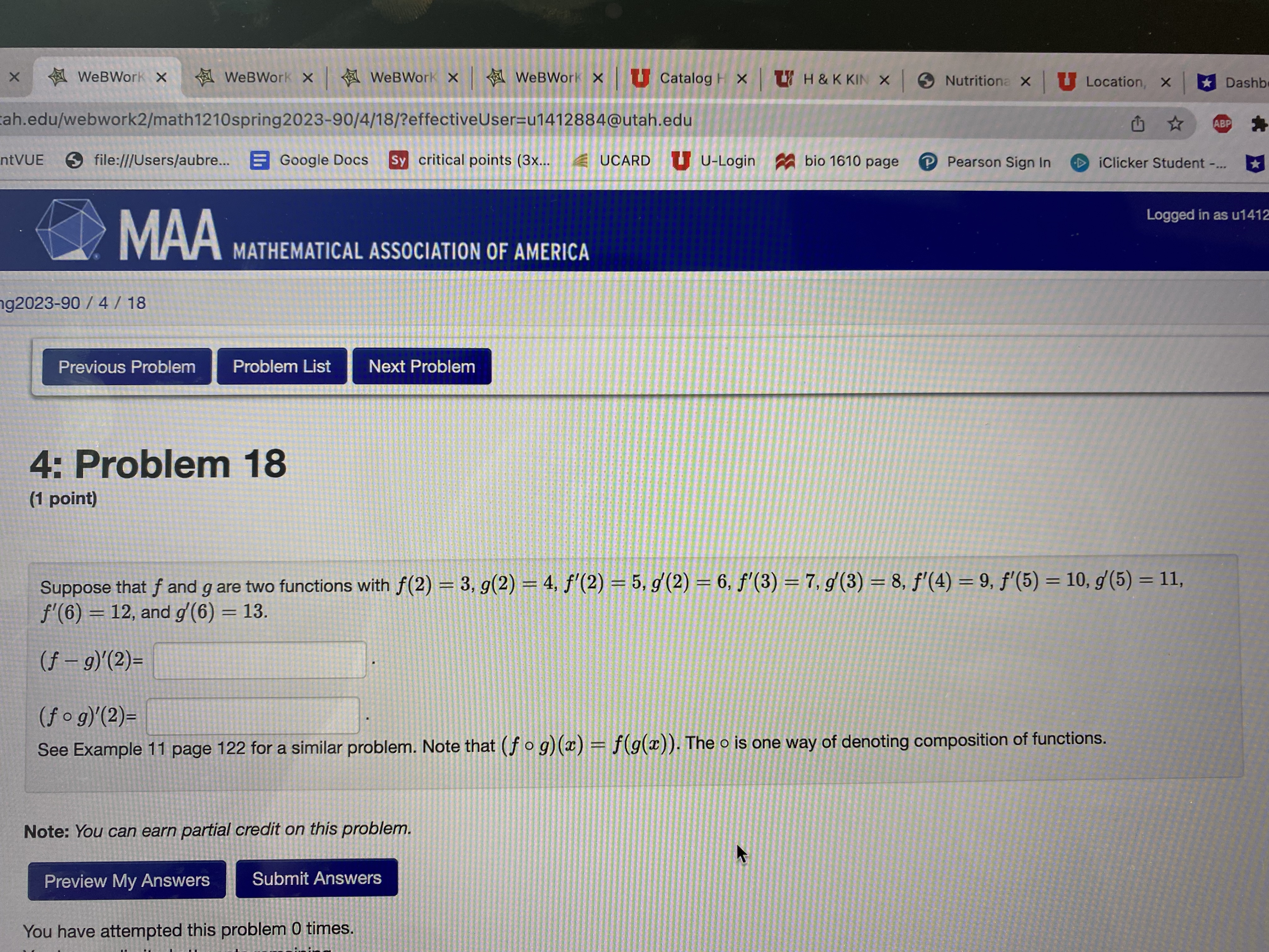 ASSOCIATION OF AMERICA 1210spring2023-90 / 4 / 7 Previous Problem Problem List