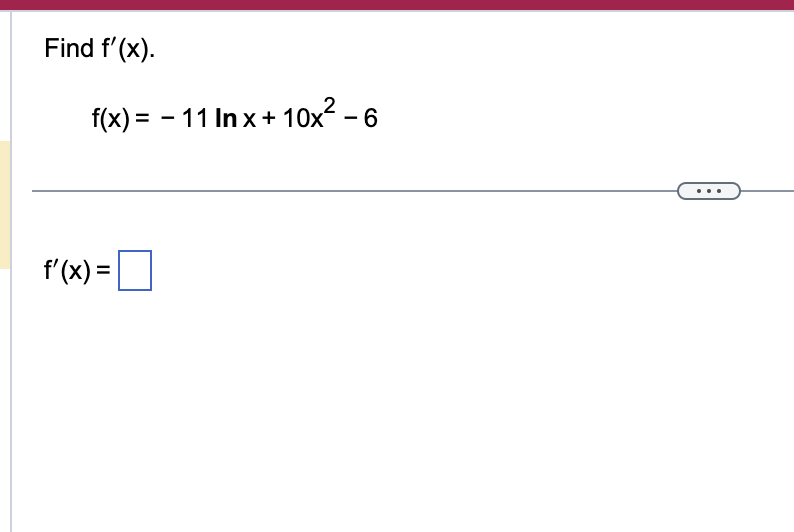 f(x) = 5x In x f' (x) =