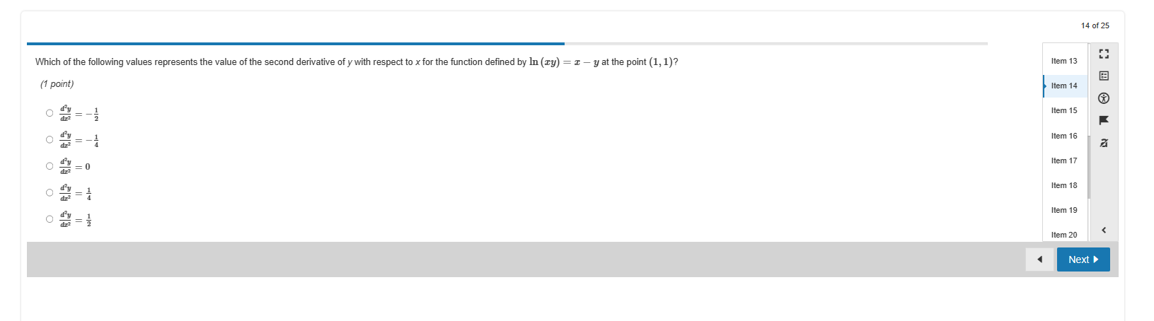 the second derivative of y = In (e] te )? (1 point)