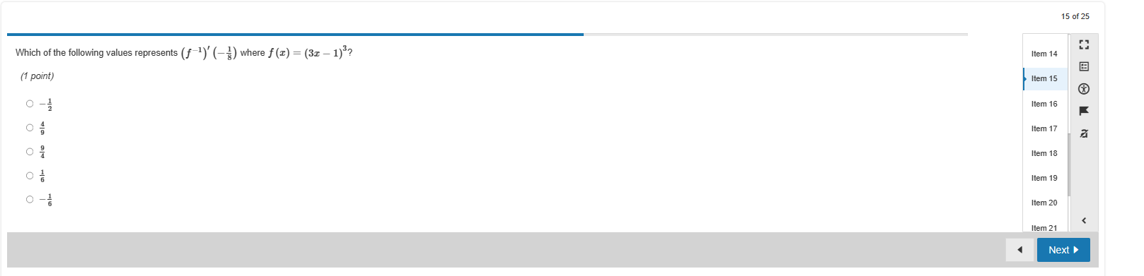 - 1)3? Item 14 (1 point) Item 15 O Item 16 O