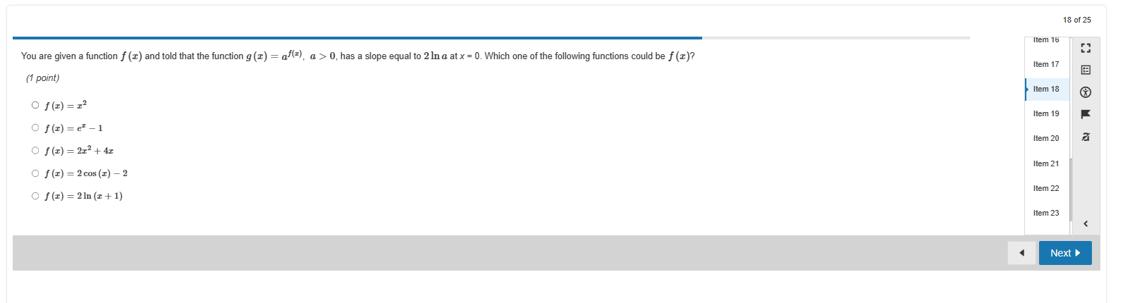 which of the following expressions equals ? Item 15 (1 point) Item