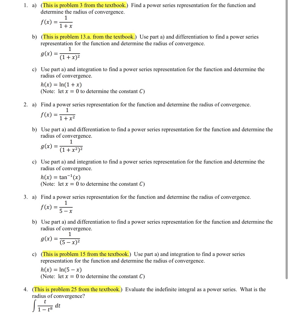 Find a power series representation for the function and determine the radius