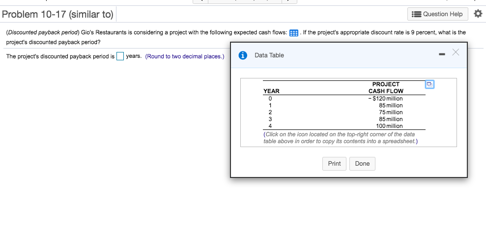 Please help me solve the attached question! Problem 10-17 (similar to)