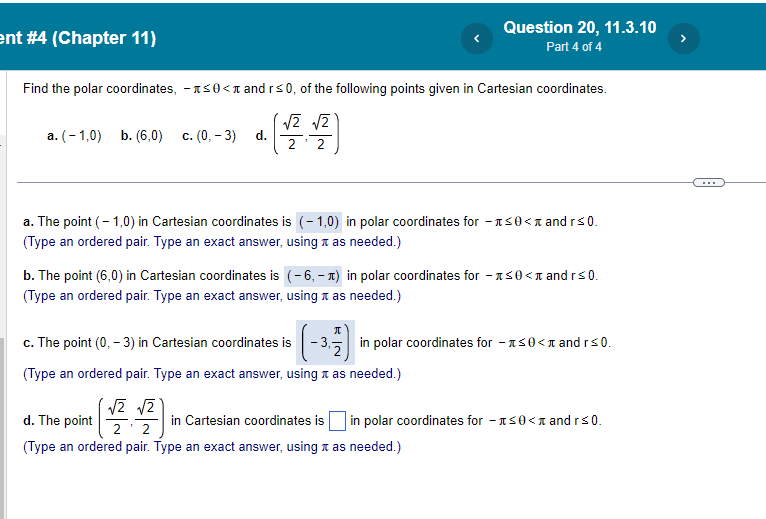 given value of t. Also, find the value of x4t, y Aft,