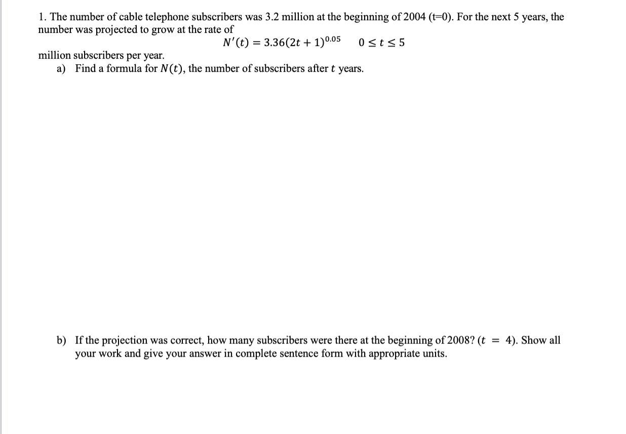  Please answer all questions and show work for every question. Provide