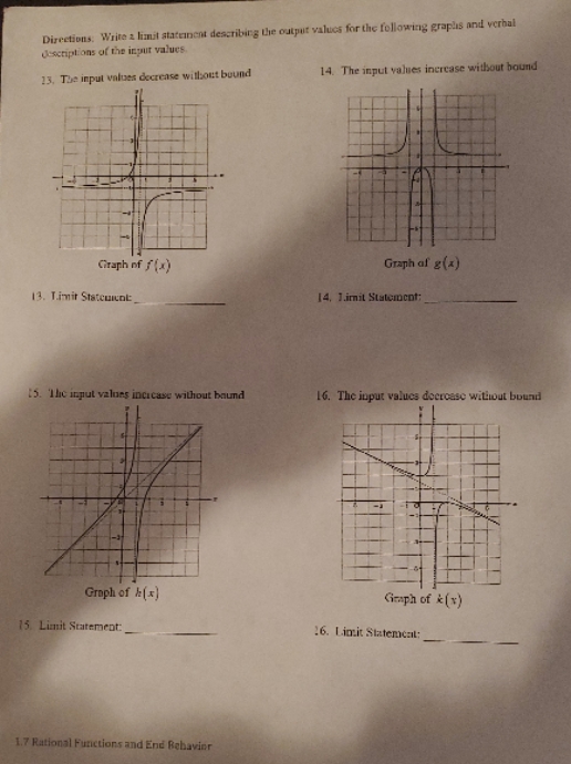  Directions. Write & lunit statement describing the output values for the