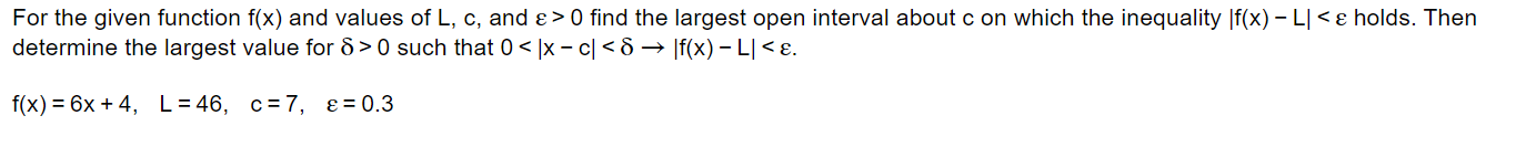  For the given function f(x) and values of L, c, and