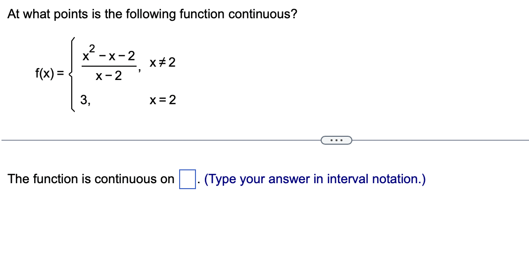 answer. Type your answer in interval notation.)At what points is the following
