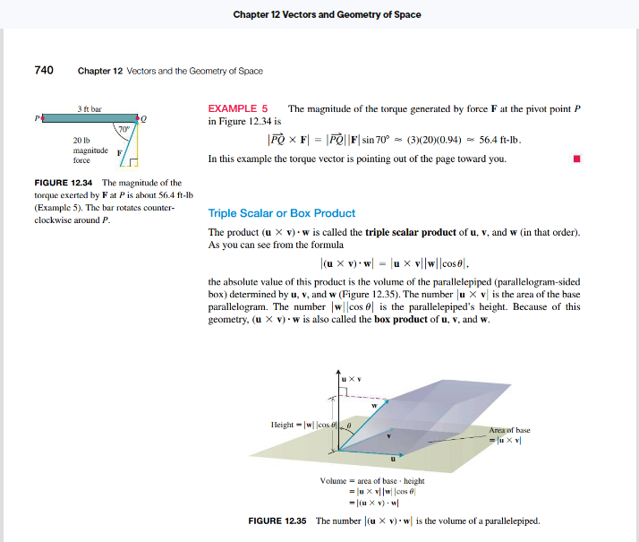 (p. 739-740) covers a physical application of the cross product. While the