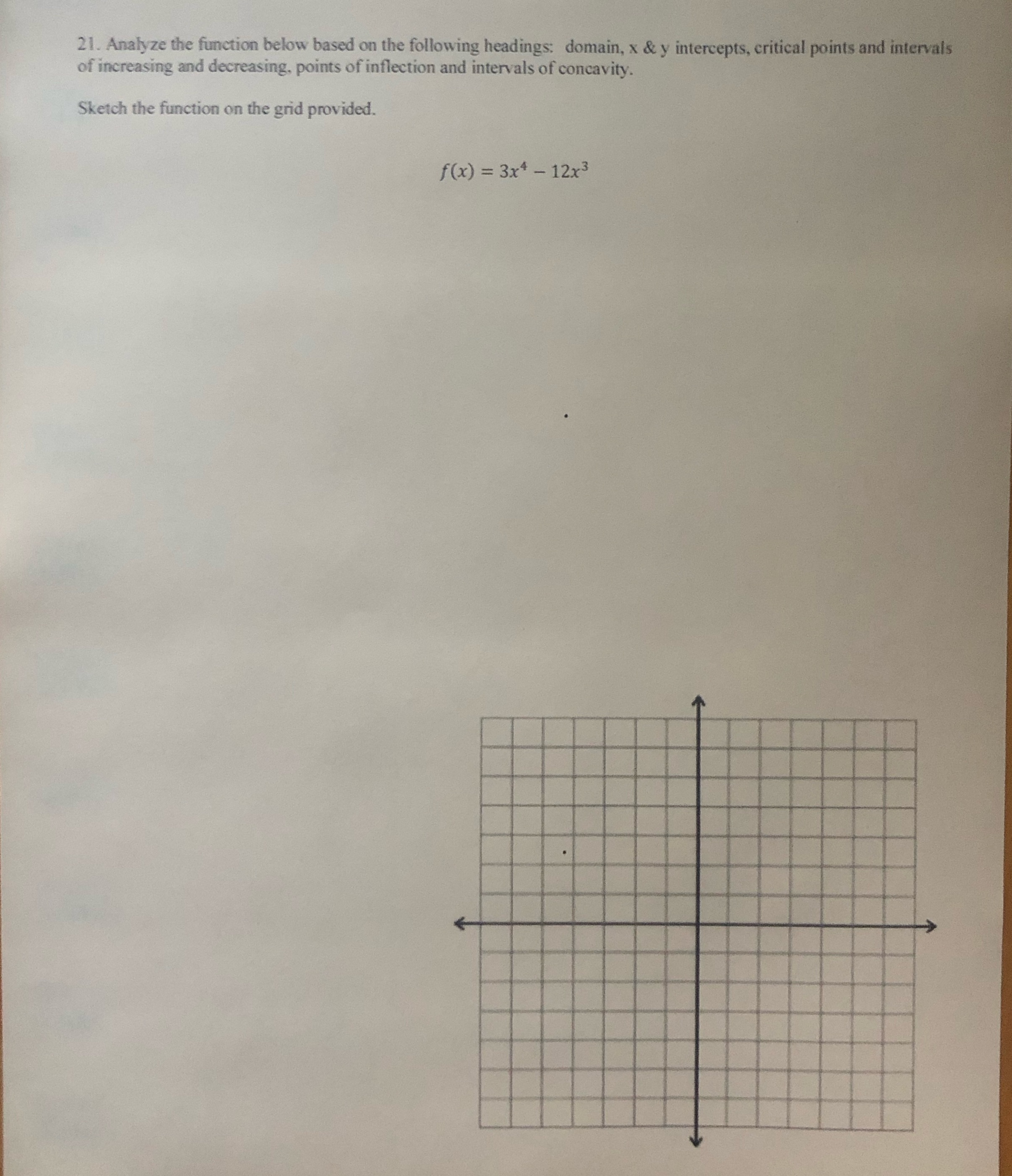 Provide a sketch as well 21. Analyze the function below based