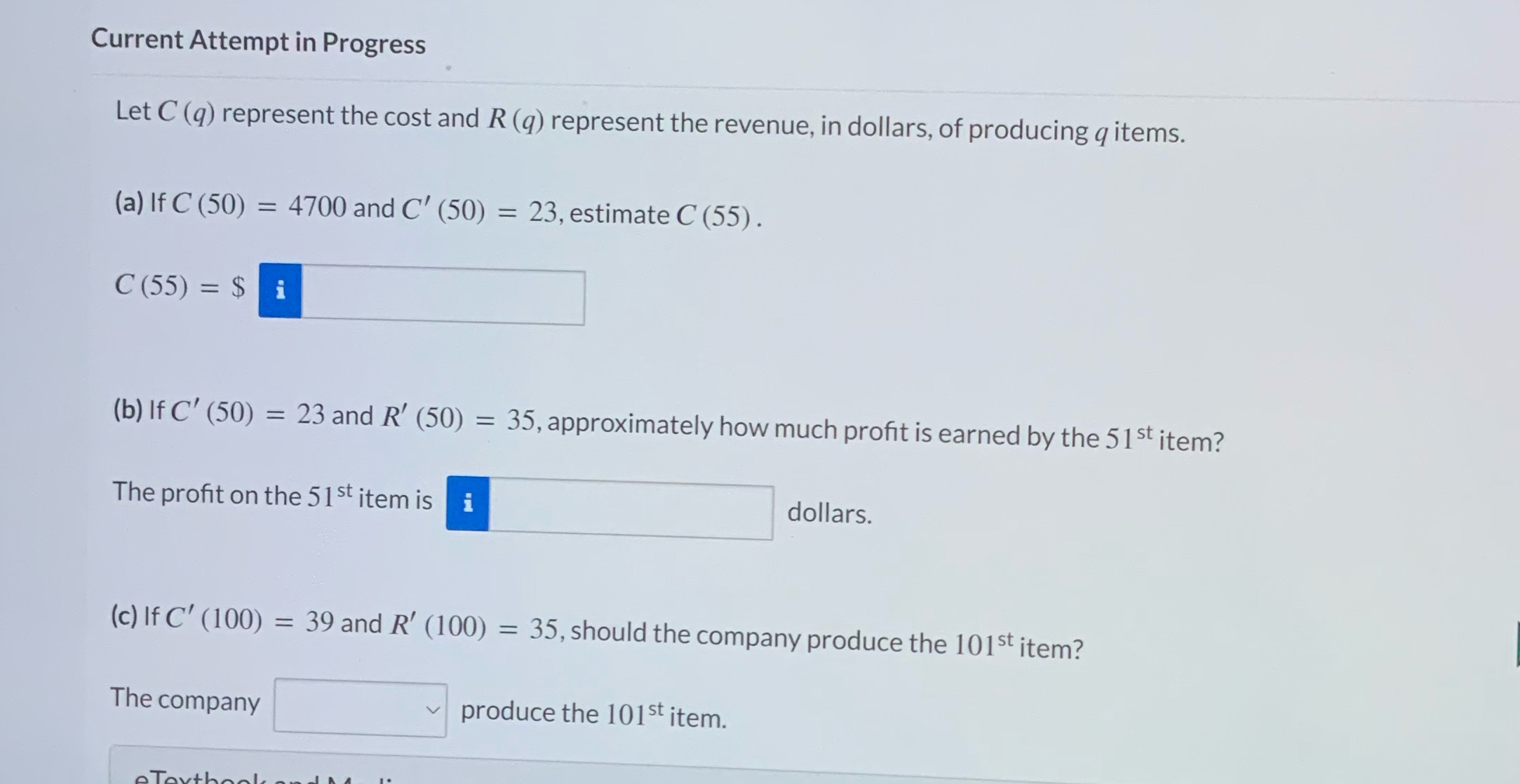 Current Attempt in Progress Let C (q) represent the cost and