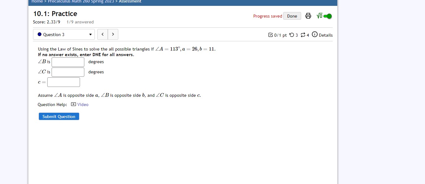 same thing with an altitude from vertex A and side a will