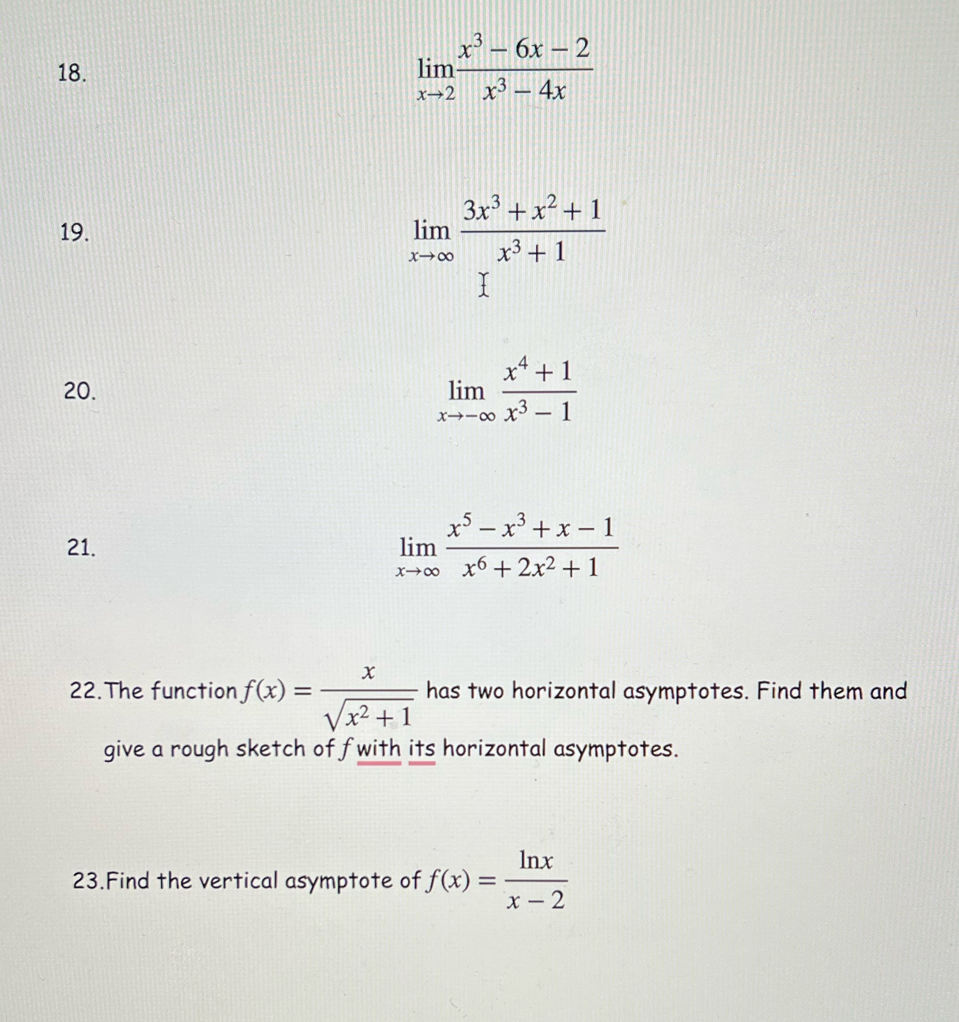  calculus x - 6x - 2 18 lim- x- 2 X3