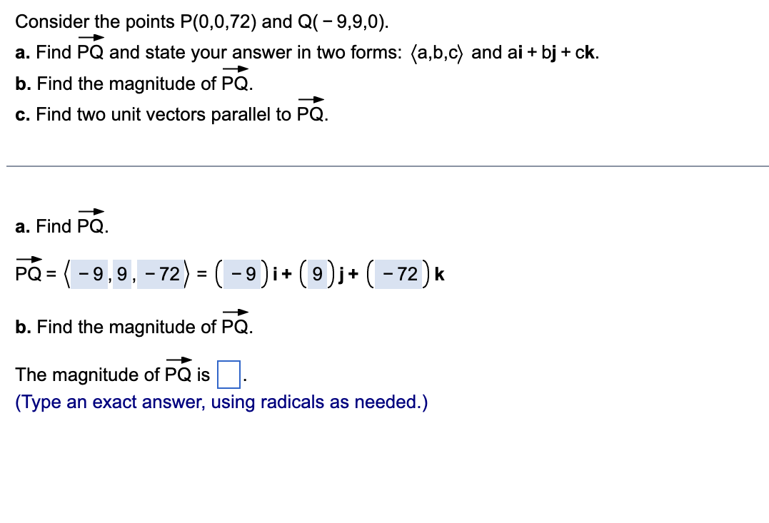 the vectors? 0 = (Type an exact answer, using it as needed.)