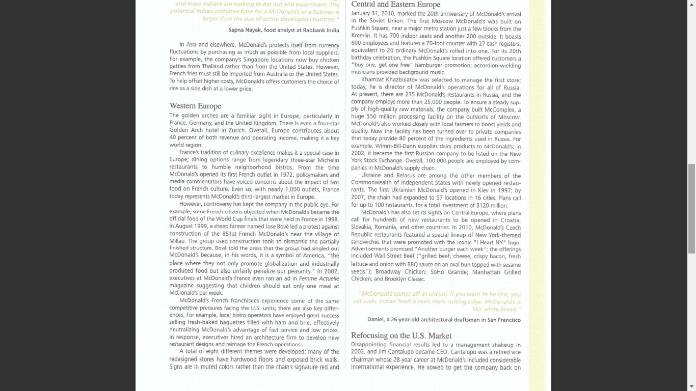 strategy developed by the McDonald's company. How does McDonald's approach the issue