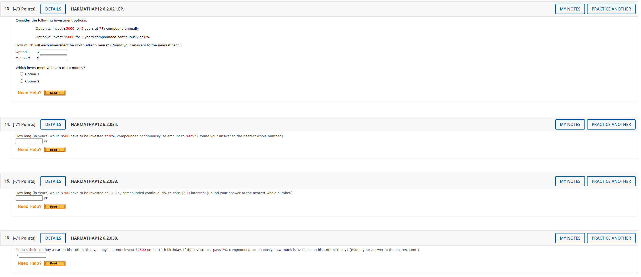 Read it Master It 2. [-/1 Points] DETAILS HARMATHAP12 6.2.031. MY NOTES