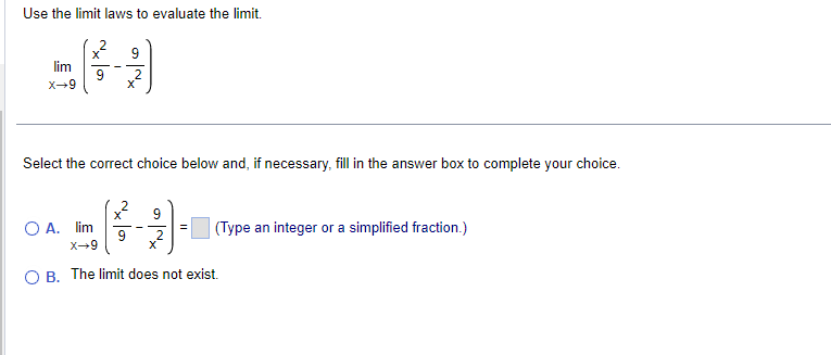 limit laws to evaluate the limit. x + 10 lim X- -