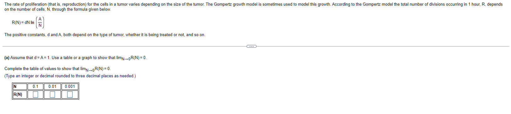 proliferation (that is, reproduction) for the cells in a tumor varies depending