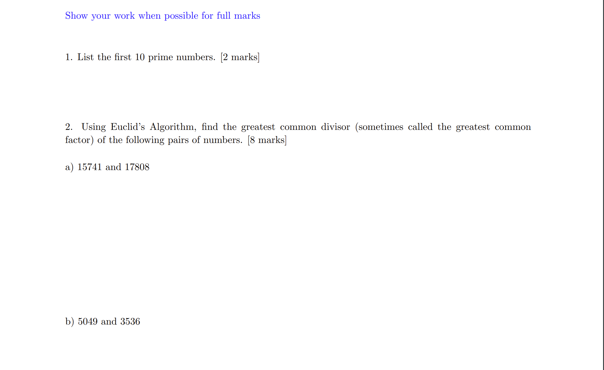 Help me these questions Show your work when possible for full