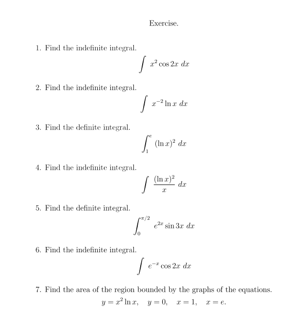  Please heip me solve these caculus problems, thanks. Exercise. 1. Find