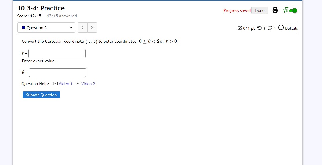 instructor Submit Question Home > Precalculus Math 260 Spring 2023 > Assessment