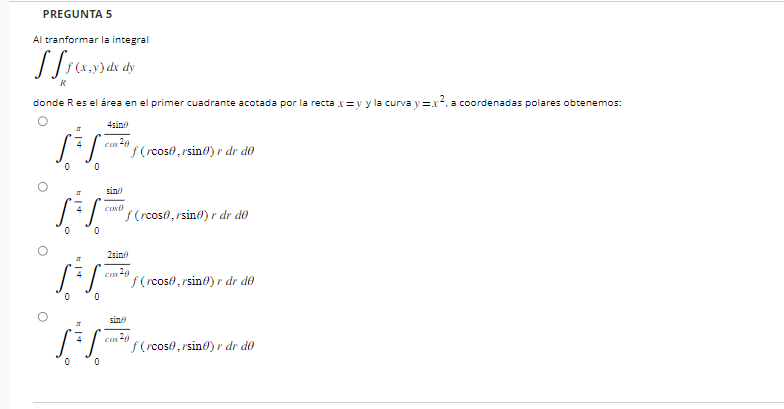 PREGUNTA 5 Sonde R es o o o eI por I coordenid.s