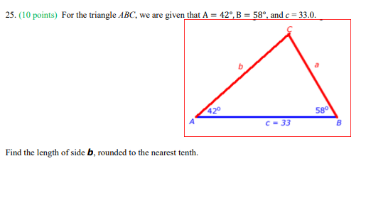 A = 42", B = 58, and c = 33.0. 420 A