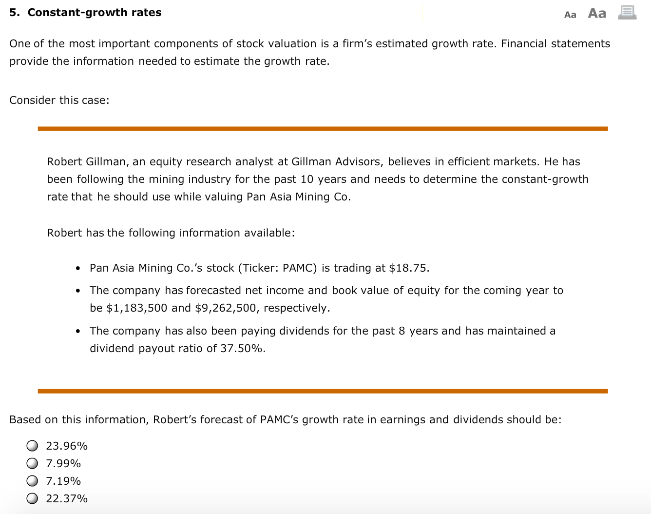 of stock valuation is a firm's estimated growth rate. Financial statements provide