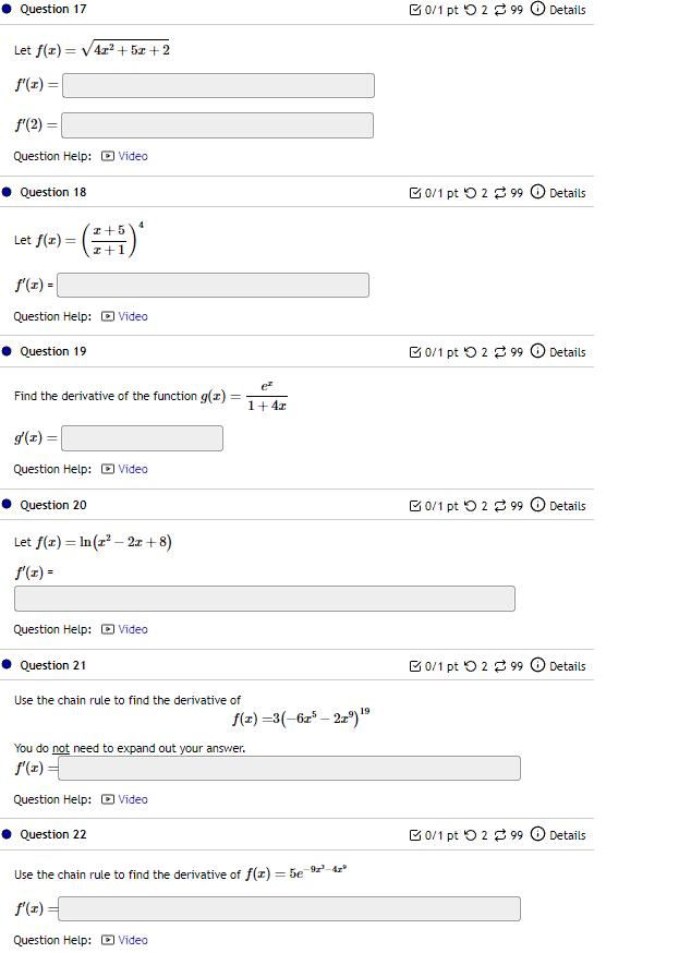 for each item: Answer: Price per unit = S Question Help: Video