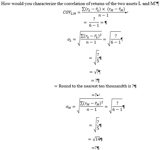 Projected Return Year Asset L Asset M 2018 14% 219% 2019 15%