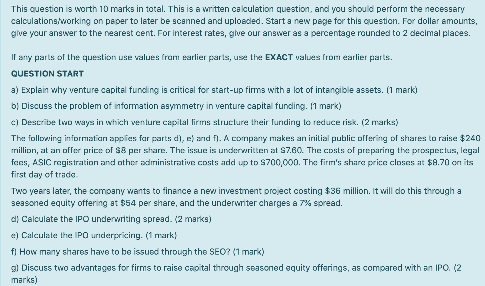 This question is worth 10 marks in total. This is a