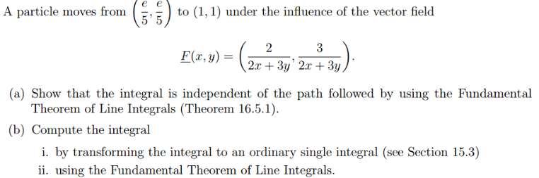 e A particle moves from e 5 to (1, 1) under