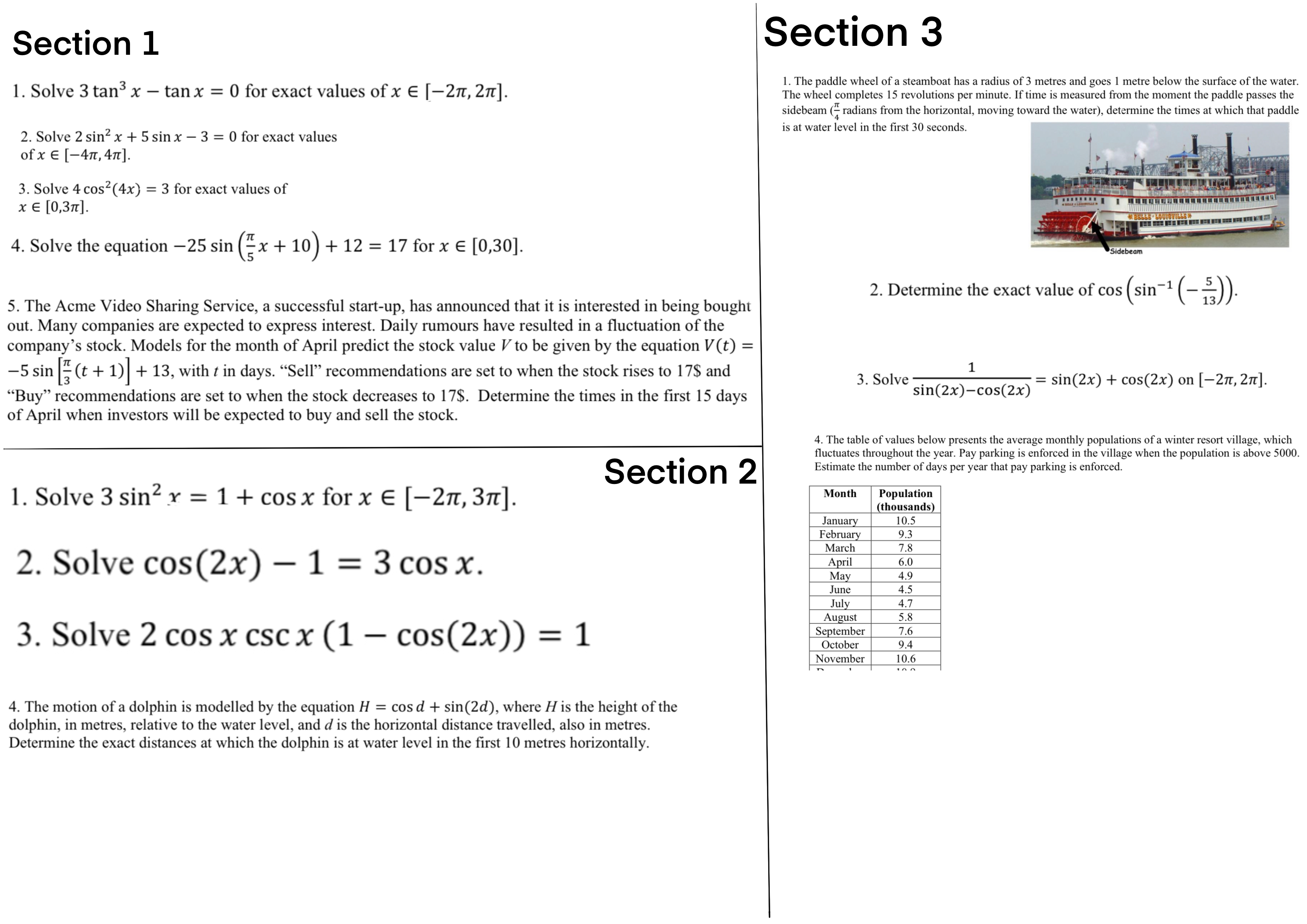 Section 3 1. Solve 3 tan' x - tan x = 0