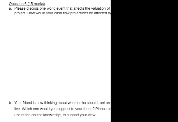  Question 6 (15 marks) a. Please discuss one world event that