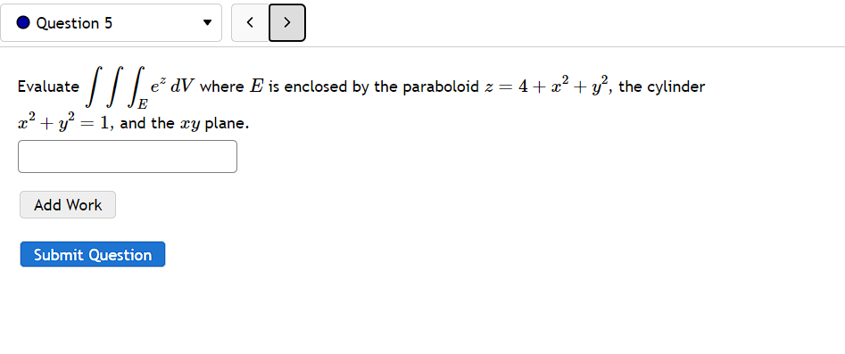 Submit Question 4 + + y2, the cylinder