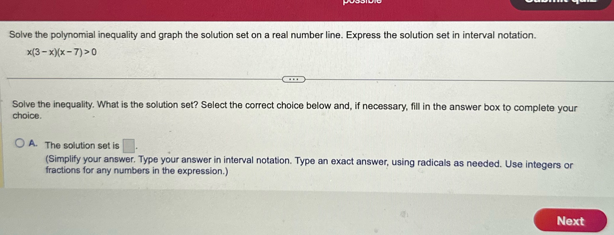 Solve the polynomial inequality and graph the solution set on a