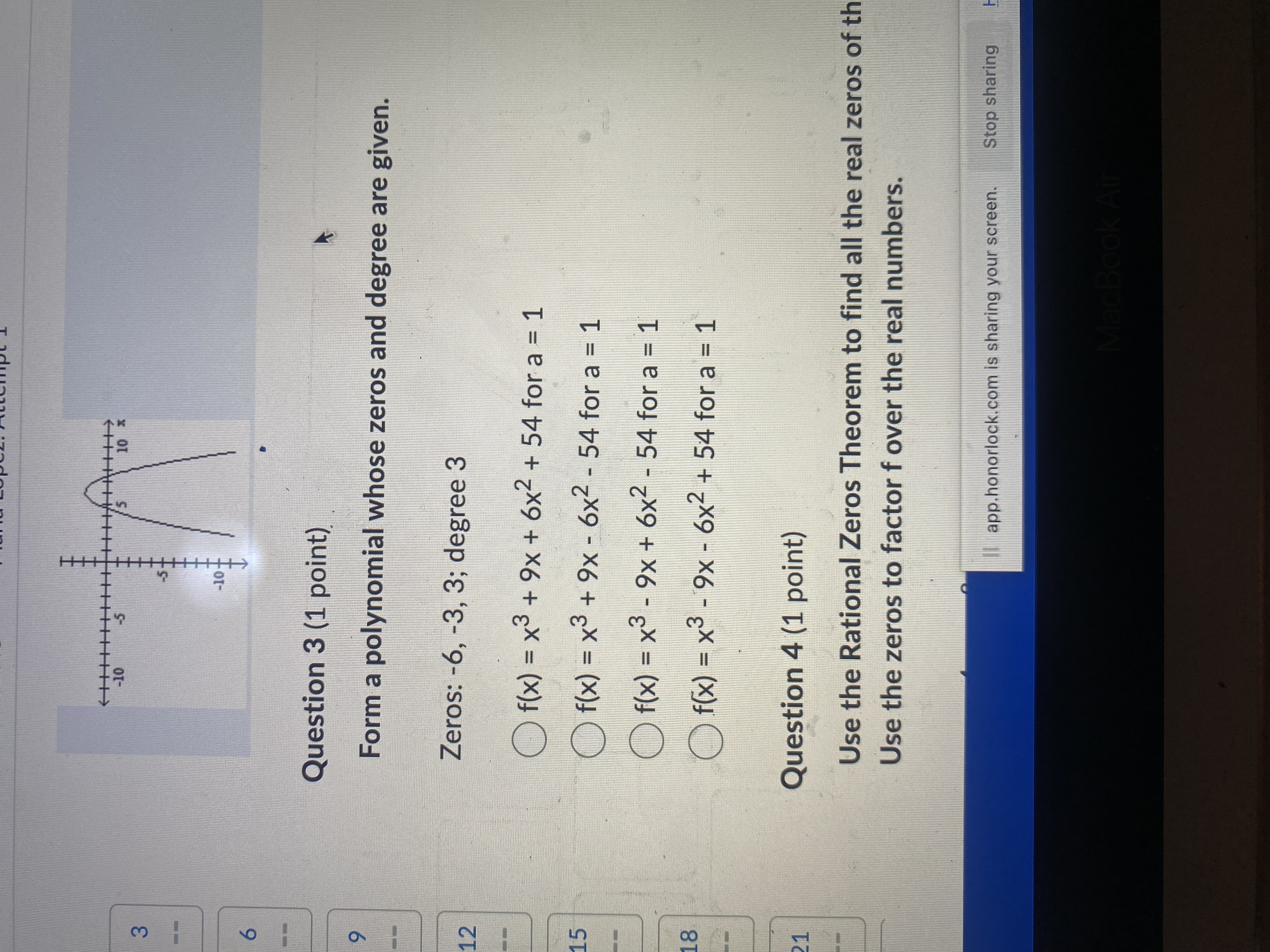 - 9x + 6x2 - 54 for a = 1 18 Of(x)