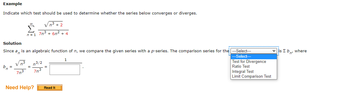  Part 1:1. Example Indicate which test should be used to determine