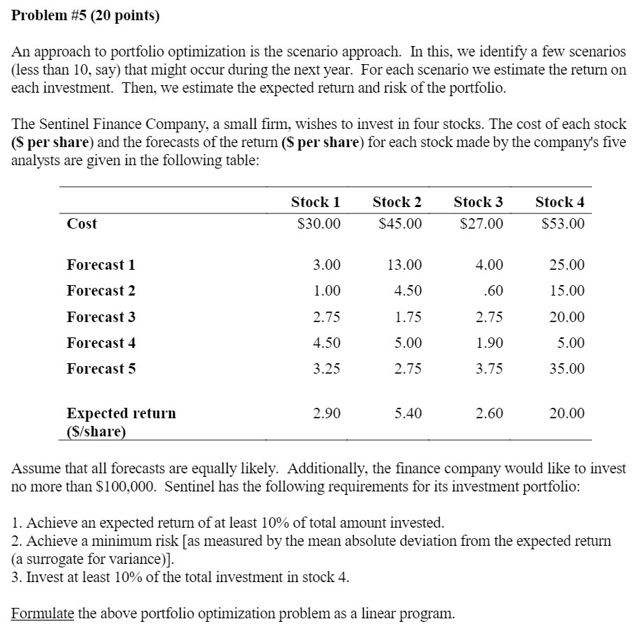 scenario approach. In this, we identify a few scenarios (less than 10,