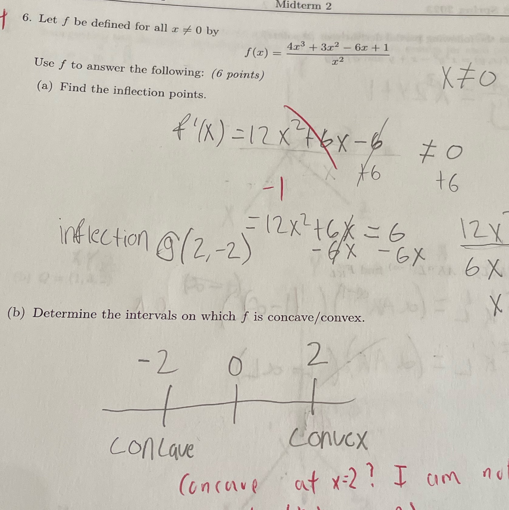  please help with A and B Midterm 2 6. Let f
