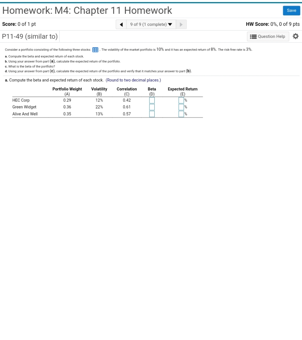  Answer questions A through D Homework: M4: Chapter 11 Homework Save