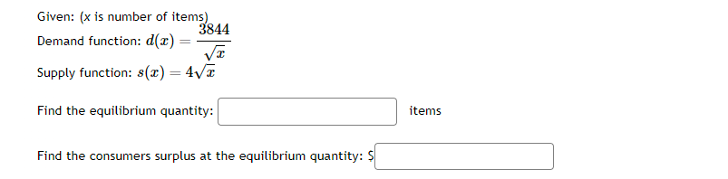 \f :1: Supply.r function: Slit) 2 LIVE Find the equilibrium quantity: I
