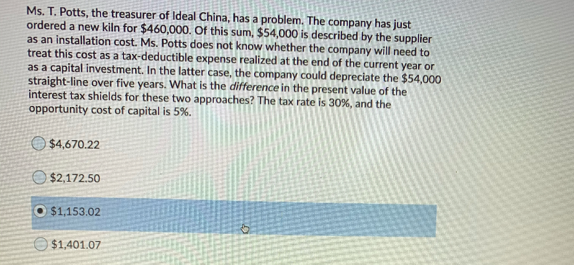 treasurer of Ideal China, has a problem. The company has just ordered