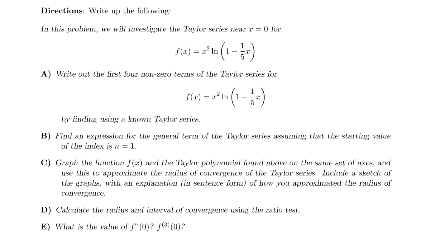 the Taylor series near :5 = 0 for f(:r) : .122 in