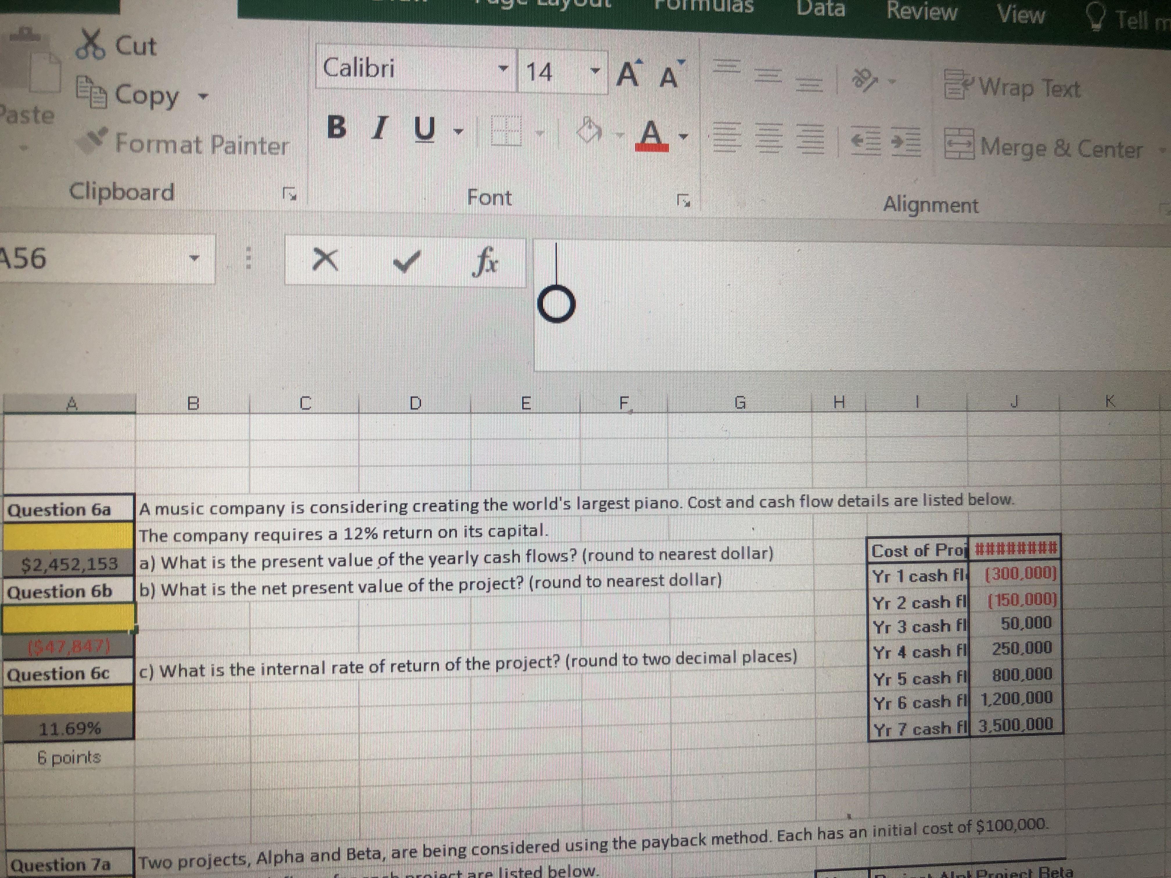  ormulas & Cut Data Review View Tell n Calibri - 14