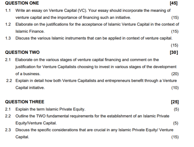 Your essay should incorporate the meaning of venture capital and the importance