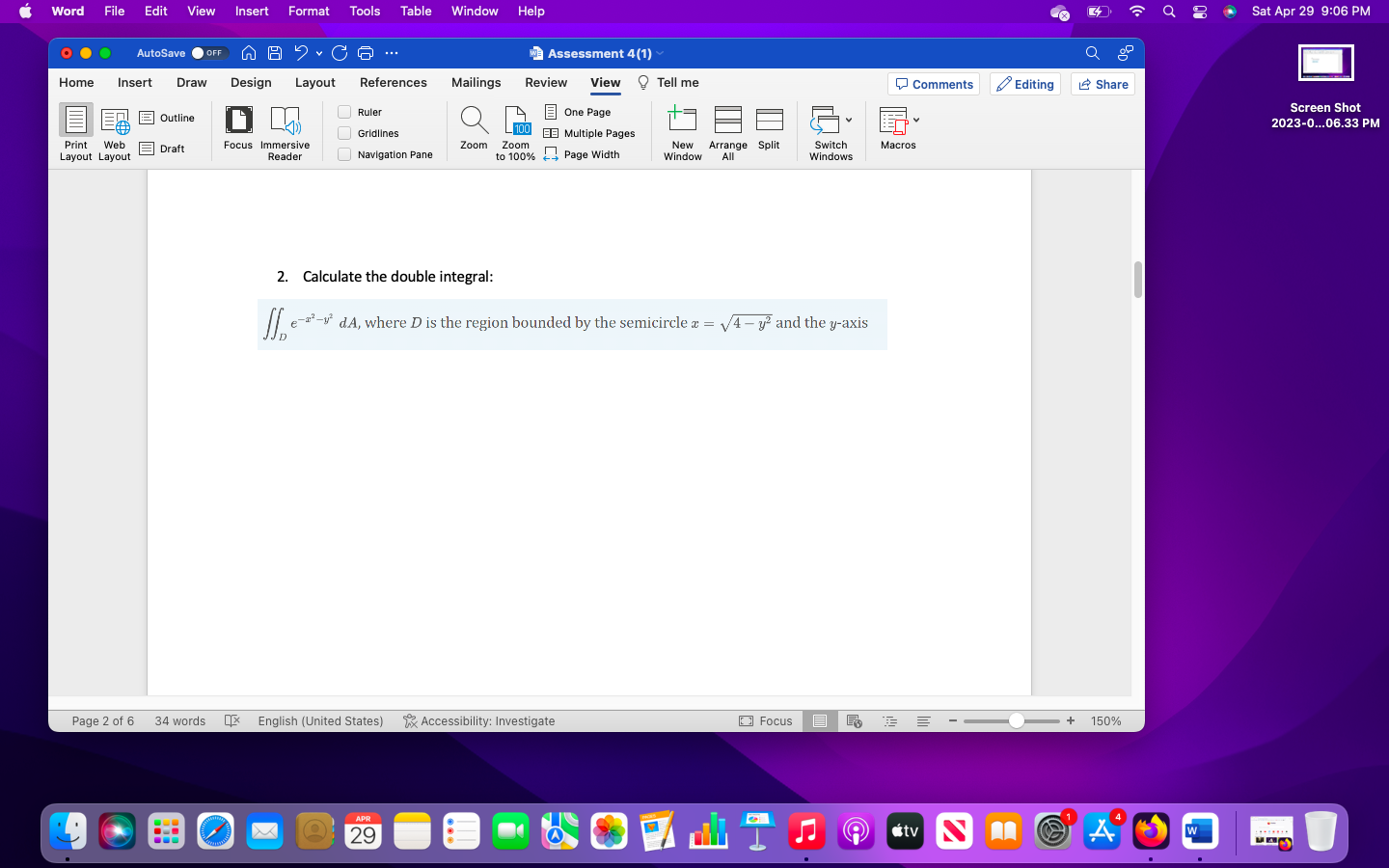  Word File Edit View Insert Format Tools Table Window Q 2