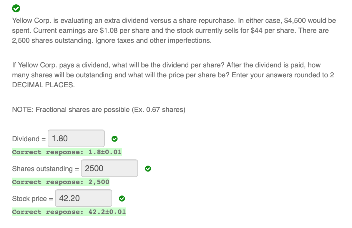 per share and the stock currently sells for $44 per share. There