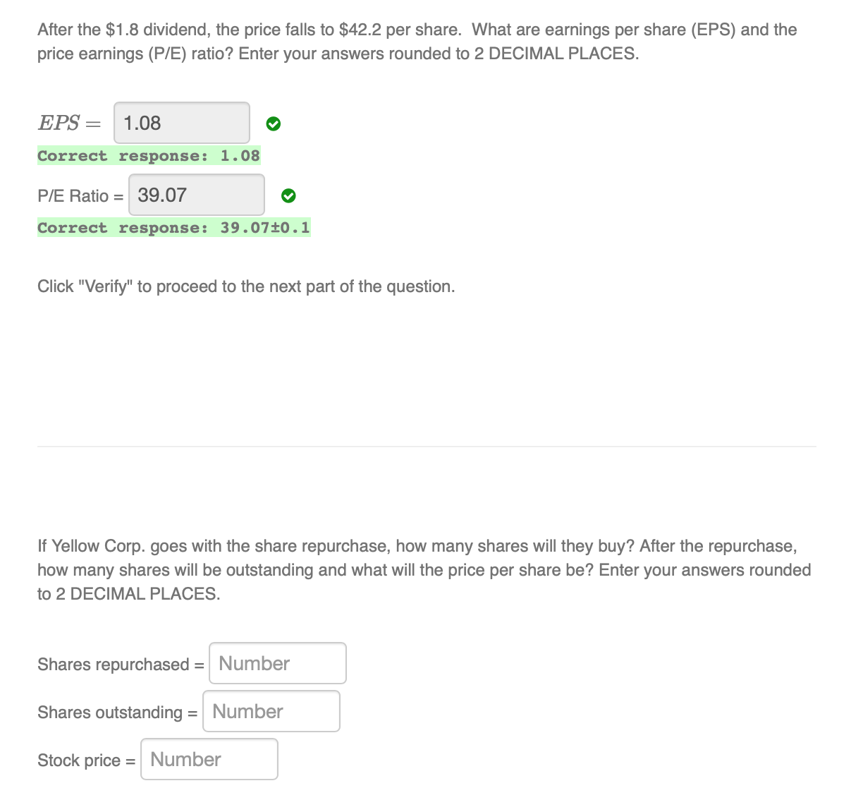 are 2,500 shares outstanding. Ignore taxes and other imperfections. If Yellow Corp.
